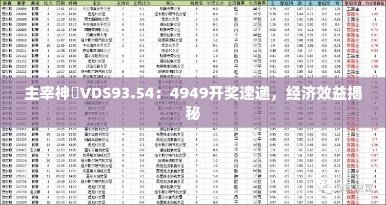 主宰神衹VDS93.54:4949开奖速递,经济效益揭秘
