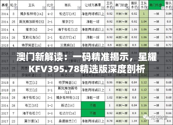 澳门新解读:一码精准揭示,星耀KFV395.78精选版深度剖析