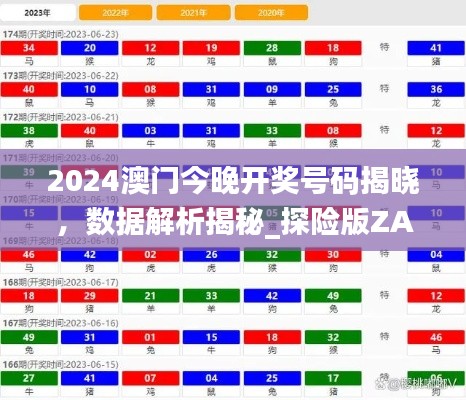 2024澳门今晚开奖号码揭晓,数据解析揭秘_探险版ZAI378.25