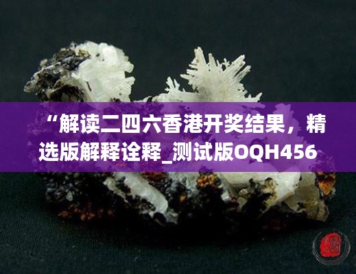 “解读二四六香港开奖结果,精选版解释诠释_测试版OQH456.95”