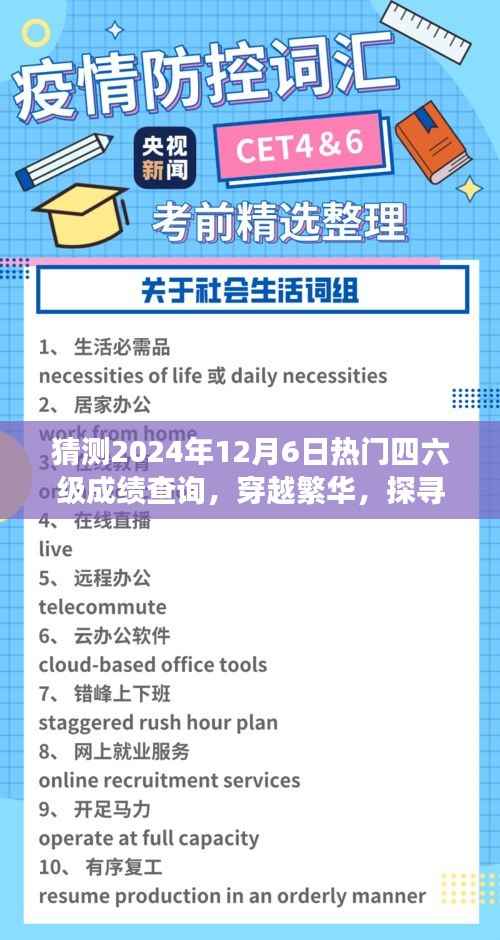 四六级成绩预测之旅,探寻内心平静,遐想繁华背后的成绩揭晓日——2024年四六级成绩查询展望